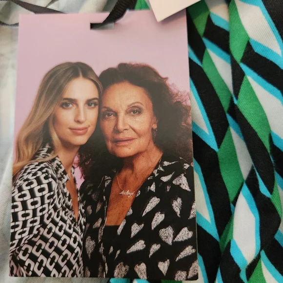 Long Sleeve Midi Arrow Geo Green Wrap Dress Diane von Furstenberg - Picture 14 of 16